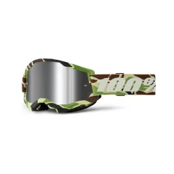 100%, STRATA 2 Goggle War Camo - Mirror Silver Lens, ADULT