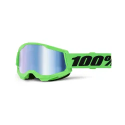 100%, STRATA 2 Goggle Neon Green - Blue Mirror  Lens, ADULT